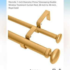 Brand New 1in Diameter Double Window Curtain Rod, 28- 48in, Royal Gold